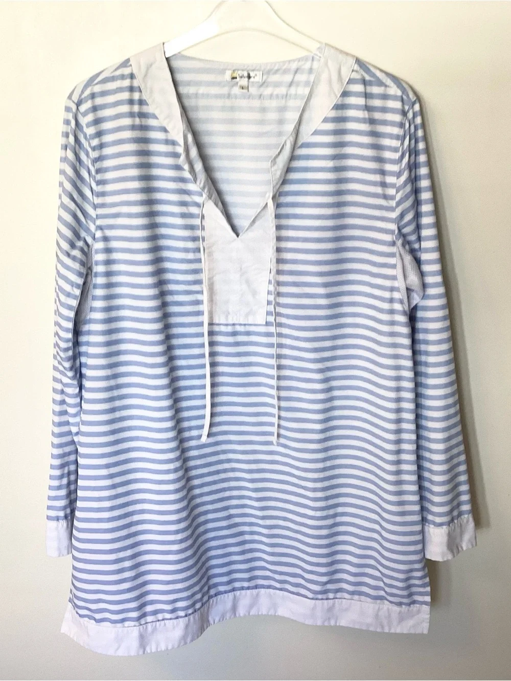 Solumbra Long Sleeve Seychelles Striped Beach Tunic - Blue/White - L